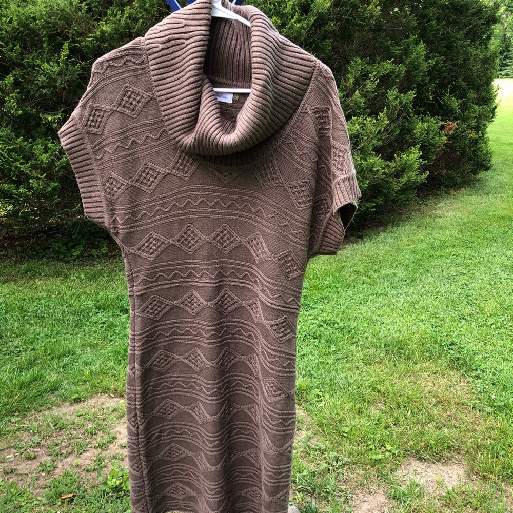 Calvin Klein Tan Brown Sweater Dress w Turtleneck
